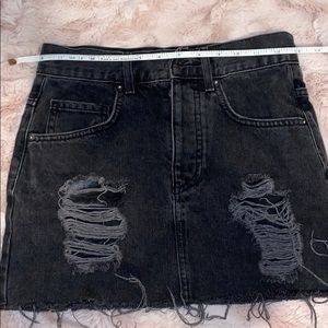 Black jean ripped skirt